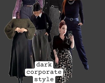 Dark Corporate Style Bundle, Secondhand Clothing Bundle, Personal Stylist Handpicked Thrifted Clothing Bundle, Goth Corporate Work Fashion
