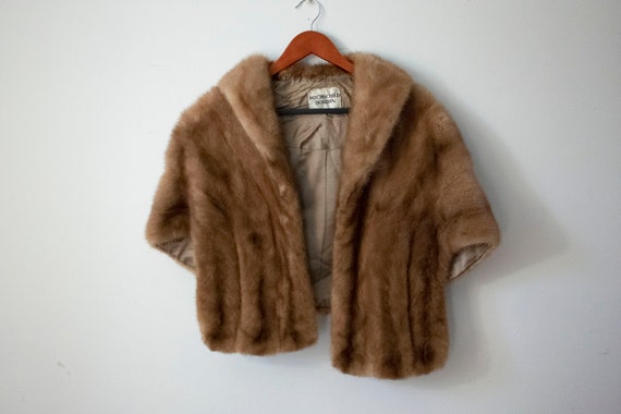 60s Authentic Mink Fur Stole Light Brown Fur Stole