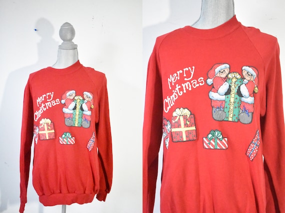 Vintage 90s Ugly Christmas Sweater Holiday Bear Sw