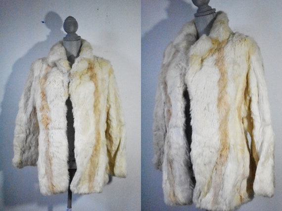 Vintage 60s White Fur Coat Authentic Fur Coat 60s