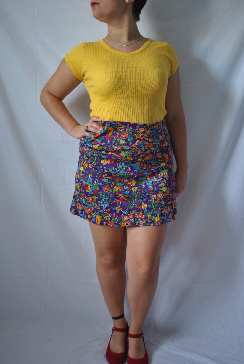 Vintage 70s Purple Bodycon Skirt 70s Mini Skirt Vintage Floral | Etsy