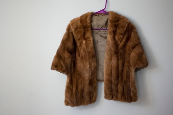 60s Authentic Mink Fur Stole Light Brown Fur Stole