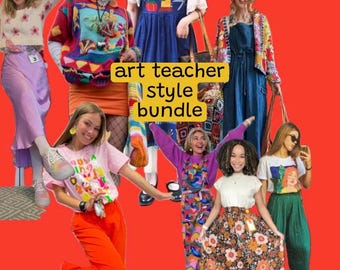 Paquete de estilo para profesor de arte, paquete misterioso de ropa de segunda mano, paquete de ropa de segunda mano personalizada por un estilista personal, vestidos coloridos y originales.