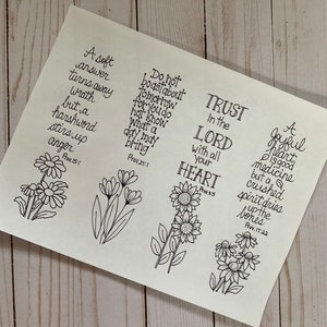 bible journaling templates, scripture bookmarks, Hand drawn, printable bible coloring bookmarks, printable scripture bookmarks. image 1