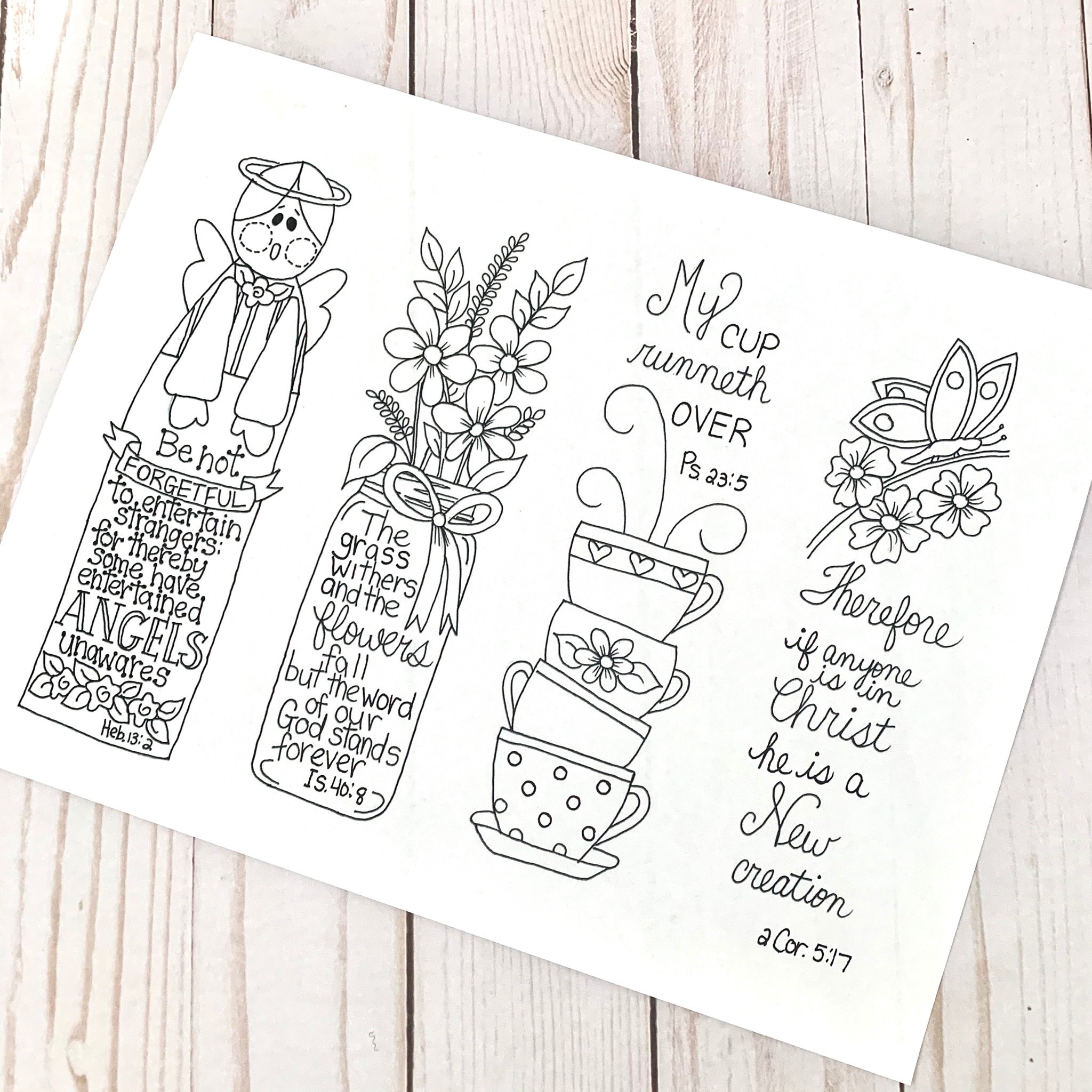 Bible Journaling Templates, Scripture Bookmarks, Hand Drawn, Printable