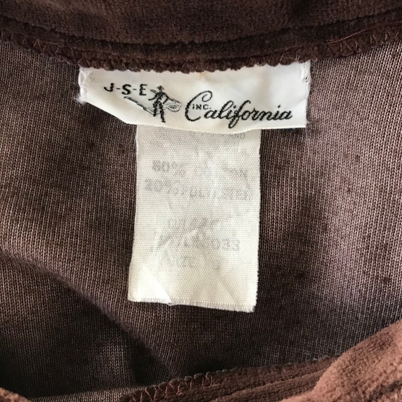 Vintage 70s J-S-E California Chocolate Brown Velo… - image 6