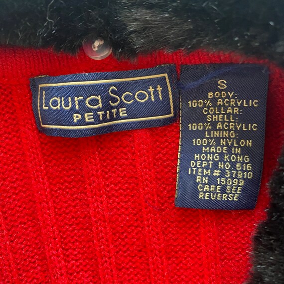 Vintage 90s Laura Scott Red Acrylic Knit Cardigan… - image 4