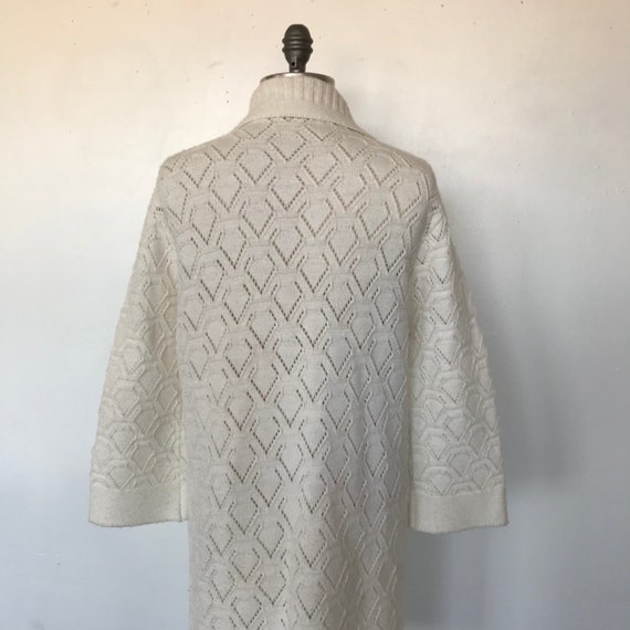 Vintage 70s "Church Lady" White Acrylic Knit Open… - image 4