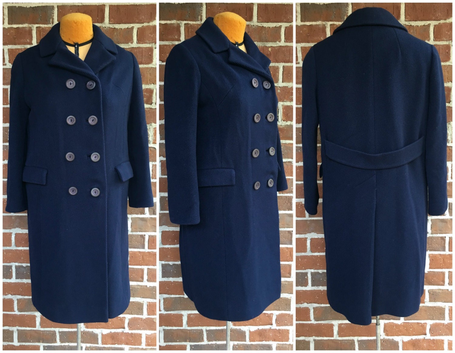 Vintage 60s-70s Dark Blue Corduroy Pea 