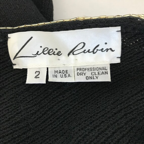 Vintage Early 80s Lillie Rubin Black Knit Sweater… - image 8