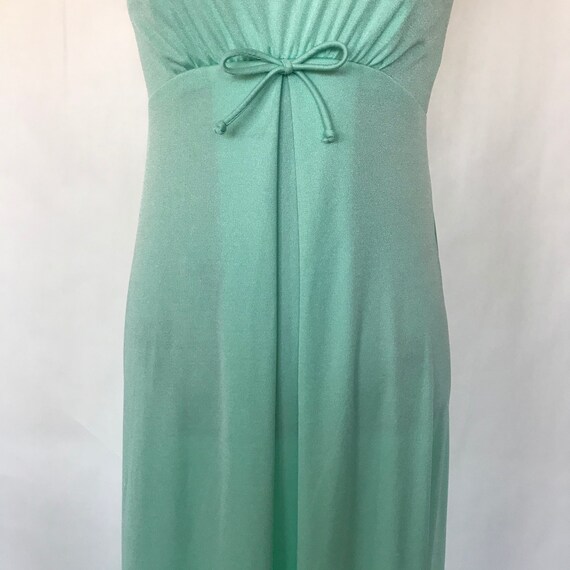 Vintage 70s Mint Green Polyester Long Maxi Dress … - image 3