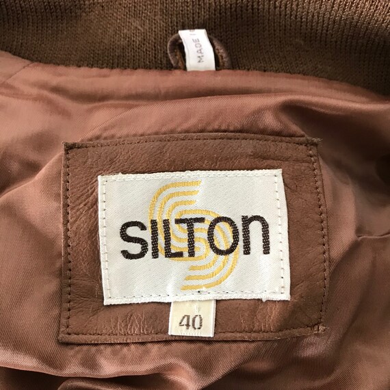 Vintage 80s Silton Soft Brown Leather Bomber Jack… - image 7