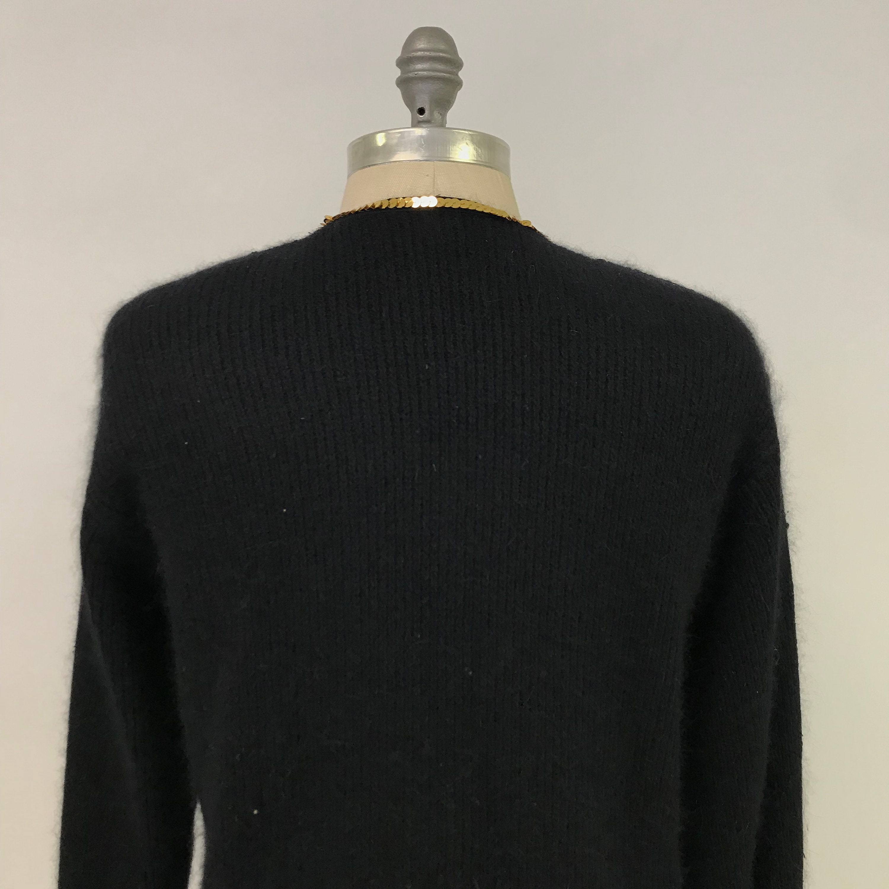 Vintage 90s I.B. Diffusion Black Beaded Cardigan Sweater / | Etsy