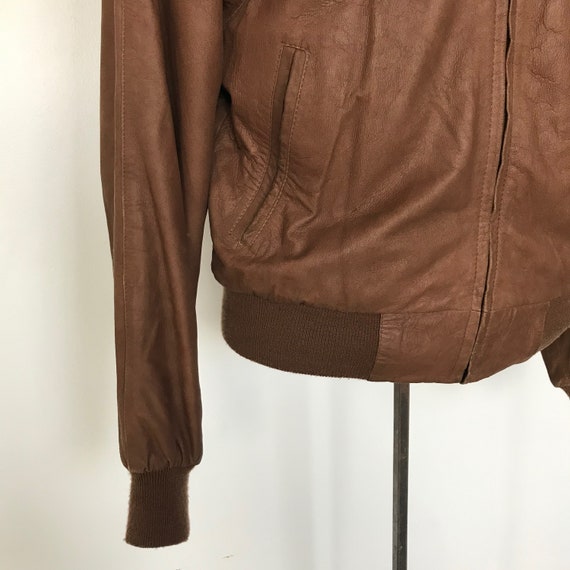 Vintage 80s Silton Soft Brown Leather Bomber Jack… - image 5