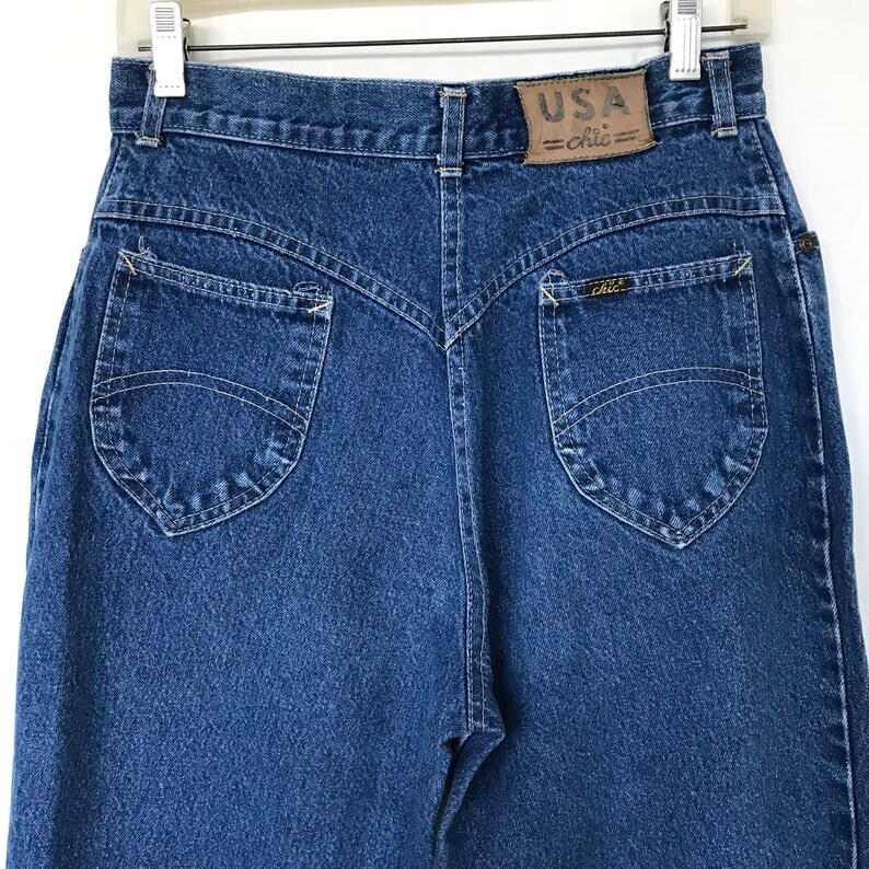 Vintage 80s Chic USA Dark Blue Denim Jeans / High Waist & | Etsy
