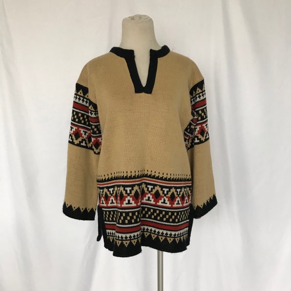 Vintage 70s Sirocco Southwestern Style Pullover K… - image 1