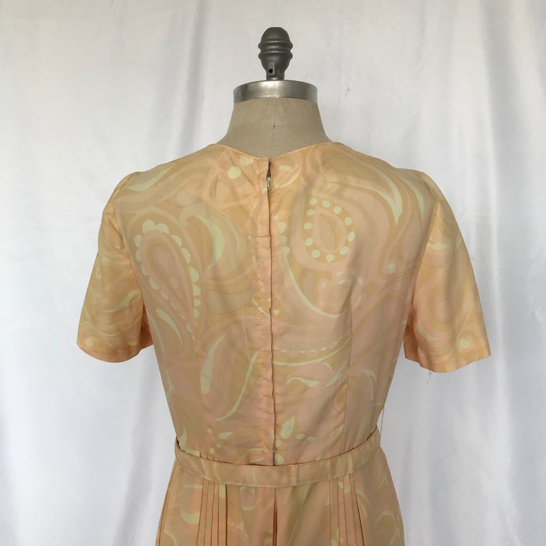 Vintage 50s-60s Handmade Pink Paisley Knee Length Dress Pleated Skirt Women/'s Size Medium Free US Shipping