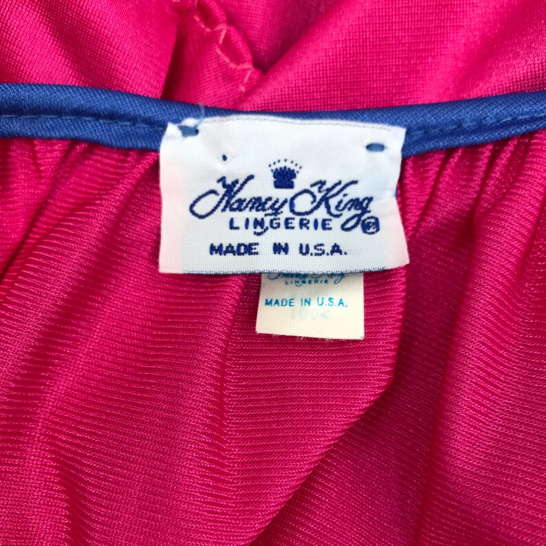 Vintage 80s Nancy King Lingerie Nightgown Color Block Nightie 100/% Nylon Made in USA Women/'s Size Small Medium Large