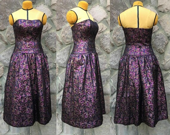 Vintage 80s Does 50s Victor Costa Purple Metallic