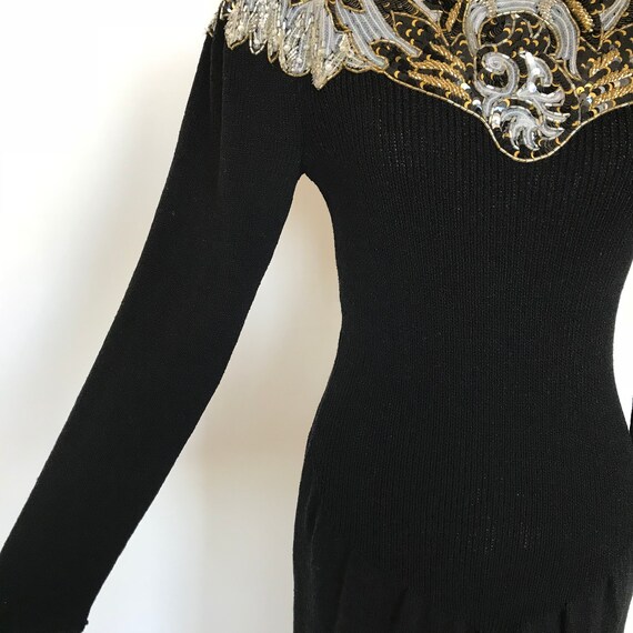 Vintage Early 80s Lillie Rubin Black Knit Sweater… - image 7