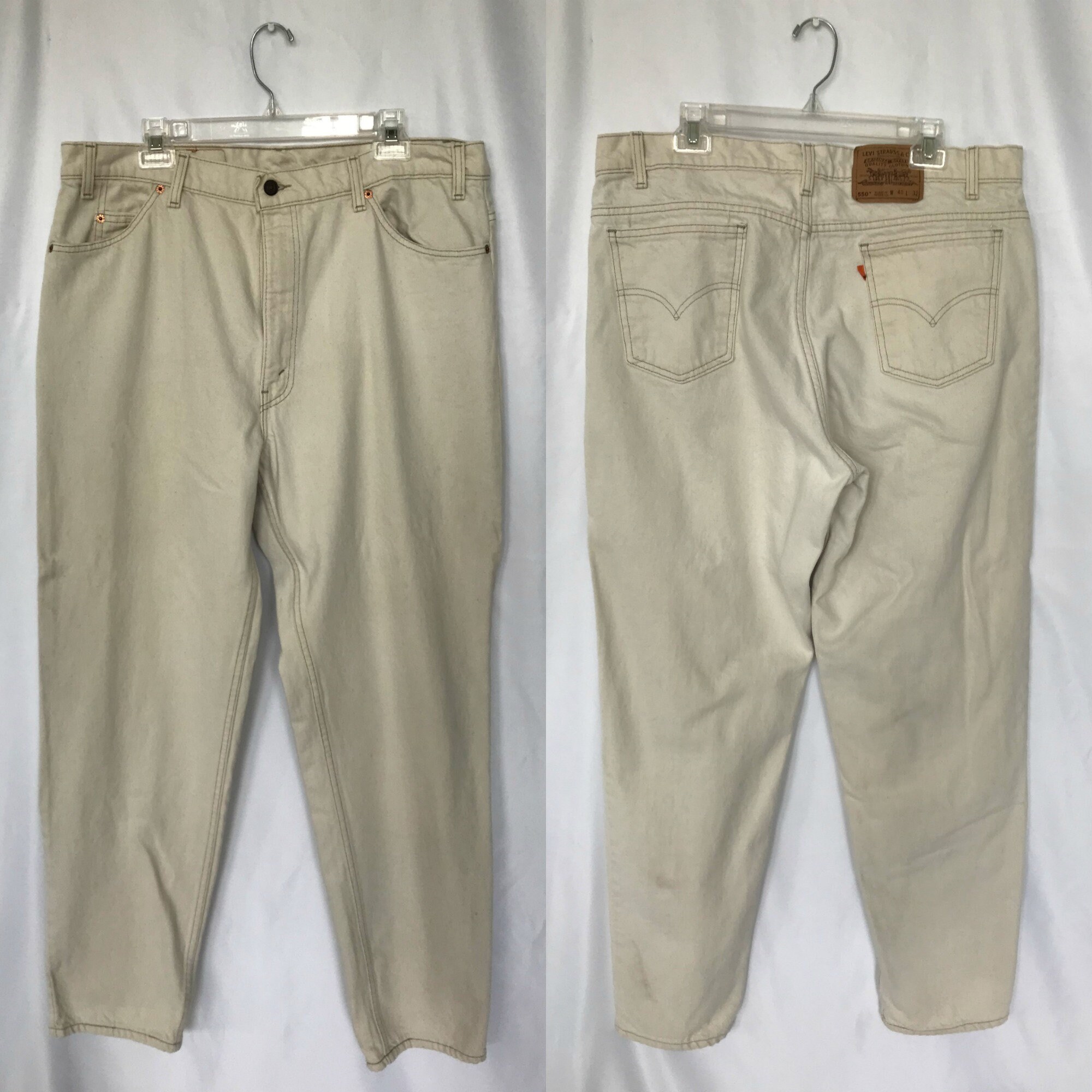 Vintage 90s Levi's 550 off White Jeans 