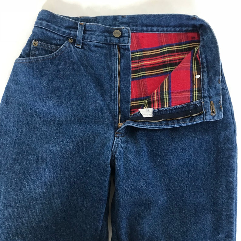 Vintage 90s LL Bean Flannel Lined Blue Jeans / High Rise Waist Etsy