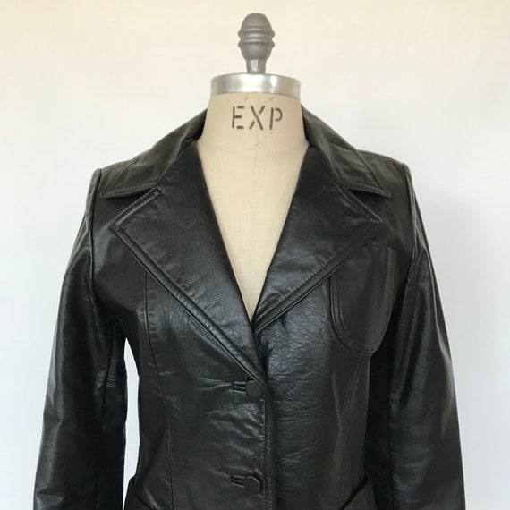 Vintage 70s Silton California Black Leather Butto… - image 2