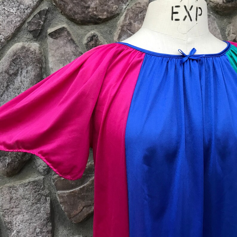 Vintage 80s Nancy King Lingerie Nightgown Color Block Nightie 100/% Nylon Made in USA Women/'s Size Small Medium Large