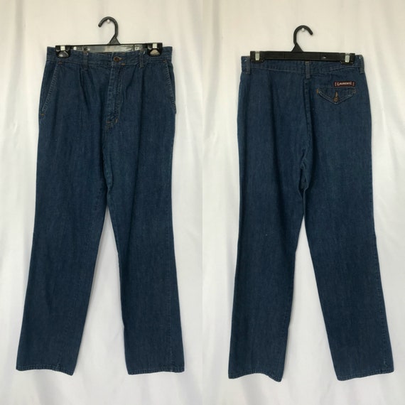 Vintage 70s Laurente Trouser Cut Denim Blue Jeans… - image 1