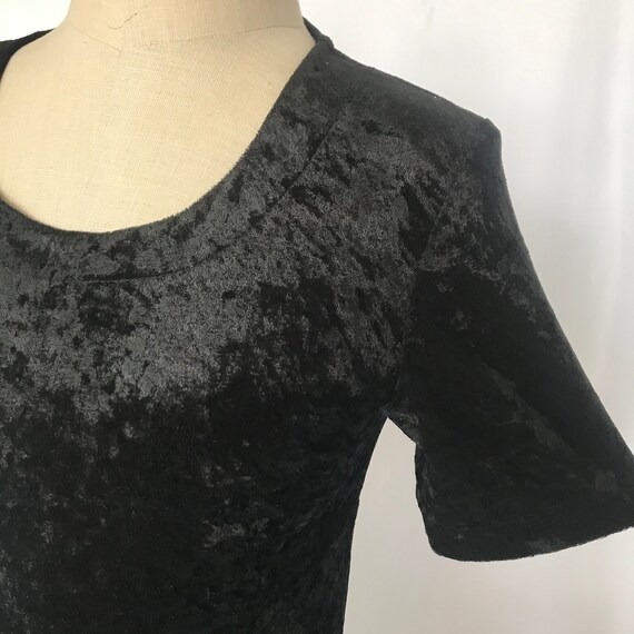 Vintage 90s Teddi Black Crushed Velvet Ankle Leng… - image 3