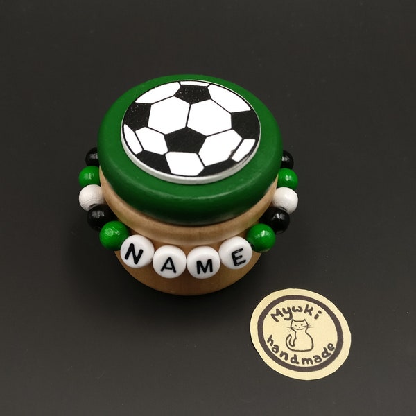 Green football milk tooth box with name