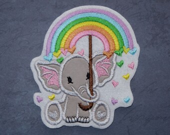 Applikation  Elefant mit Regenbogen