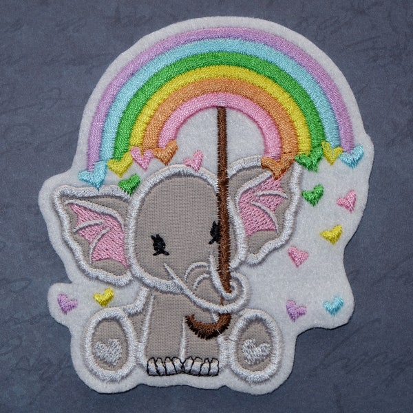 Applikation  Elefant mit Regenbogen