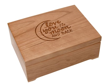Love You to the Moon and Back Keepsake Box - Wooden Box - Wooden Keepsake Box