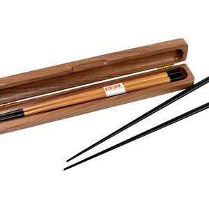 Personalized Chopstick Box and Chopsticks Personalized Chopstick Box Chopstick Box Engraved Wood Chopstick Box Walnut Chopstick Case image 1