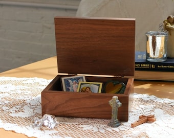 Memory Keepsake Box  in Walnut - Wooden Box - Custom Engraved Wood Box - Walnut Keepsake Box