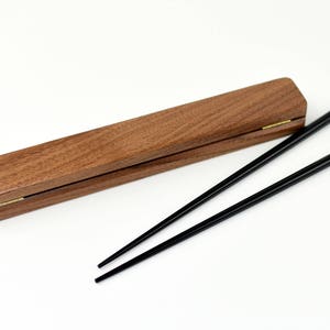 Personalized Chopstick Box and Chopsticks Personalized Chopstick Box Chopstick Box Engraved Wood Chopstick Box Walnut Chopstick Case image 3