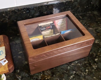 Luxury Tea Box - Perfect for the Tea Lover - Made in USA Walnut Keepsake Box for Tea - Tea Chest