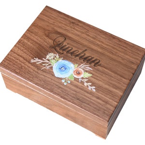Wooden Keepsake Box - Garden Lover Keepsake Box -  Custom Engraved Wood Box - Walnut Keepsake Box - Personalized Wooden Box