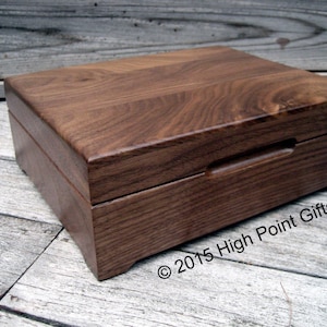 Keepsake Box, Custom Engraved Wood Box, 8x10 Walnut Keepsake Box, First Communion, Personalized Wooden Box,  Engraved Valet Box