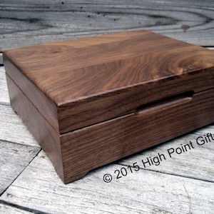 Extra Large Keepsake Box in Walnut Wood 10.5" x 13" Size,  Perfect Memory Box or Photo Box for Wedding Couple