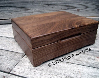 Keepsake Box - Custom Engraved Wood Box - 8x10 - Walnut Keepsake Box - First Communion -Personalized Wooden Box -  Engraved Valet Box