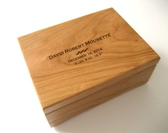 Keepsake Box - Custom Engraved Wood Box - Cherry Keepsake Box - First Communion -Personalized Wooden Box -  Engraved Valet Box