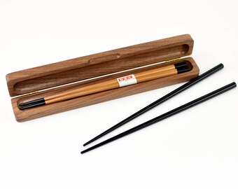 Personalized Chopstick Box and Chopsticks - Personalized Chopstick Box - Chopstick Box - Engraved Wood Chopstick Box - Walnut Chopstick Case