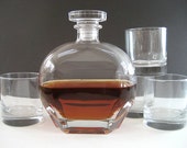 Whiskey Decanter - Personalized Engraved Whiskey Decanter - FOUR ROCKS Glasses and Whisky Decanter