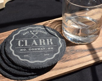 Slate Coaster - Stone Coaster - Personlized Stone Coaster - Engraved Drink Coaster - Set of 4