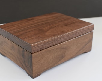 Wooden Keepsake Box, Custom Engraved Wood Box, Walnut Keepsake Box, Personalized Wooden Box, Engraved Valet Box