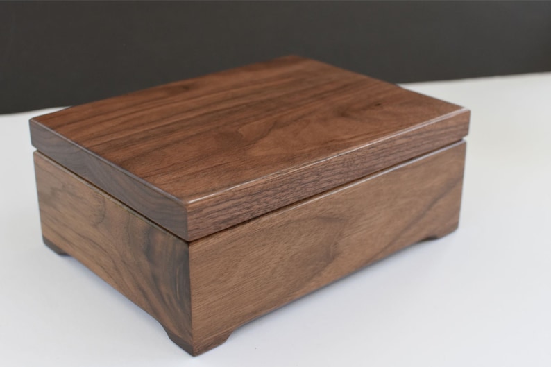 Wooden Keepsake Box, Custom Engraved Wood Box, Walnut Keepsake Box, Personalized Wooden Box, Engraved Valet Box image 1