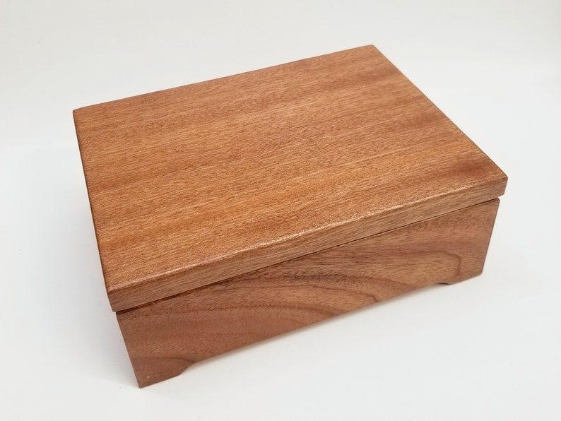 QUICK LAST MINUTE Gift Solid Mahogany Keepsake Box Wooden Keepsake Box, Valet Box, Memory Box, Custom Engraved Wood Box, 6x8 image 1