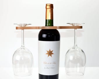 Wine Bottle Topper  - Wine Caddy - Wine Glass Caddy - Wine Glass Holder - Wine Carrier